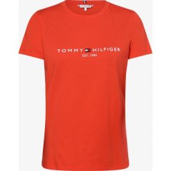 Tommy Hilfiger - T-shirt damski, czerwony. Czerwone t-shirty damskie TOMMY HILFIGER, xl, z haftami, eleganckie, bez kołnierzyka. Za 179,95 zł.
