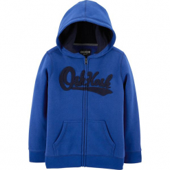 Bluza w kolorze niebieskim. Niebieskie bluzy chłopięce rozpinane OshKosh, z aplikacjami. Za 72,95 zł.