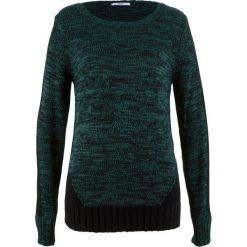 Sweter, długi rękaw bonprix głęboki zielony melanż. Zielone swetry damskie bonprix, bez wzorów, z długim rękawem, długie, bez kaptura. Za 109,99 zł.