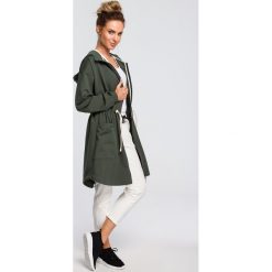 Bluza damska z kapturem rozpinana khaki - l/xl. Brązowe bluzy damskie e-margeritka.pl, na wiosnę, s, z aplikacjami, z bawełny, z długim rękawem, długie, z kapturem. Za 194,99 zł.