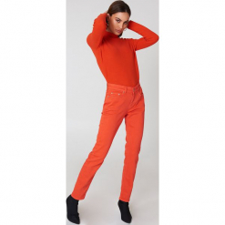 Twist & Tango Dżinsy Hannah - Red,Orange. Czerwone spodnie z wysokim stanem Twist & Tango, z jeansu. W wyprzedaży za 161,98 zł.