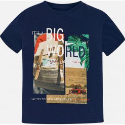 Mayoral - T-shirt dziecięcy 128-172 cm. Niebieskie t-shirty chłopięce marki Mayoral, z nadrukiem, z bawełny, bez rękawów. Za 70,90 zł.
