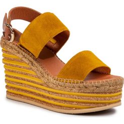 Espadryle KANNA - 20KV20230 Cortina Amarillo/Vaq.Roble. Żółte espadryle damskie Kanna, bez wzorów, ze skóry, bez obcasa, na obcasie. Za 599,00 zł.