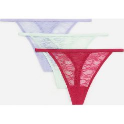 Koronkowe stringi 3 pack - Zielony. Zielone stringi damskie Reserved, xl, bez wzorów, z koronki. W wyprzedaży za 19,99 zł.