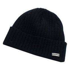 Capu Czapka zimowa 728-B Black. Czarne czapki męskie Capu, na zimę, bez wzorów, z materiału. W wyprzedaży za 19,00 zł.