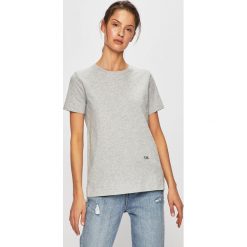 Tommy Hilfiger - Top. Szare bluzki damskie TOMMY HILFIGER, s, bez wzorów, z bawełny, z okrągłym kołnierzem. W wyprzedaży za 99,90 zł.