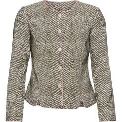 Żakiet bonprix kremowo-zielony khaki wzorzysty. Białe żakiety damskie bonprix, bez wzorów, z materiału. Za 53,99 zł.