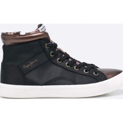 Pepe Jeans - Trampki. Czarne trampki i tenisówki damskie marki Pepe Jeans, z jeansu, na sznurówki. W wyprzedaży za 179,90 zł.