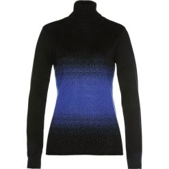 Sweter z golfem bonprix czarno-szafirowy. Czarne swetry damskie bonprix, bez wzorów, z bawełny, bez rękawów. Za 79,99 zł.