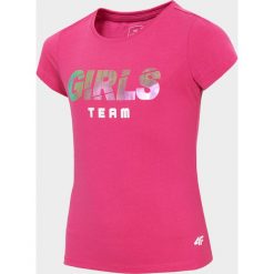 T-shirt dziewczęcy (98-116). Bluzki dziewczęce 4F JUNIOR, bez wzorów, z materiału, bez kołnierzyka, bez rękawów, bez kaptura. Za 34,99 zł.