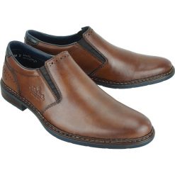 RIEKER 11760-25 brown, półbuty męskie. Brązowe półbuty męskie Rieker, bez wzorów, ze skóry, na sznurówki. Za 309,90 zł.