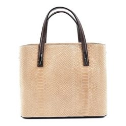 Torebki klasyczne damskie: Skórzana torebka w kolorze ciemnobeżowym – (S)31 x (W)25,5 x (G)14 cm