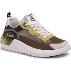 Sneakersy VESPA - Bubble V00093-321-8099 Khaki/Black. Zielone półbuty damskie Vespa, na co dzień, bez wzorów, ze skóry ekologicznej, bez obcasa, na płaskiej podeszwie, bez zapięcia. Za 449,00 zł.