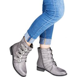 Botki damskie Foreverfolie F2062 Szare. Szare botki damskie Foreverfolie, z tworzywa sztucznego, eleganckie, bez obcasa, na obcasie, na zamek. Za 89,00 zł.