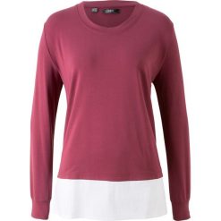 Bluzy damskie: Bluza dresowa z koszulową wstawką bonprix czerwony rododendron