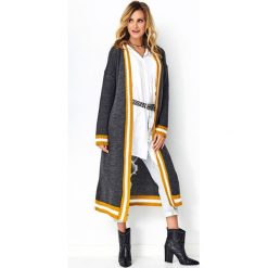 Długi sweter oversize grafitowy. Szare swetry damskie e-margeritka.pl, s, bez wzorów, klasyczne, z długim rękawem, długie, bez kaptura. Za 218,99 zł.