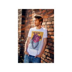 T-shirty męskie: HALF HEART – t-shirt męski biały