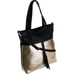 Torebka damska shopper bag Badura D024ZL czarno złota - czarny || złoty. Żółte torby damskie na zakupy Badura, w paski, ze skóry ekologicznej, eleganckie, bez dodatków. Za 249,99 zł.