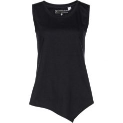 Długi top bonprix czarny. Czarne topy damskie bonprix, bez wzorów, z asymetrycznym kołnierzem. Za 34,99 zł.
