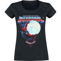 Deadpool Chimichangas In Space Koszulka damska czarny. Czarne bluzki z odkrytymi ramionami marki Deadpool, xl, z nadrukiem, z okrągłym kołnierzem. Za 74,90 zł.