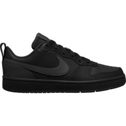 BUTY COURT BOROUGH LOW 2 (GS). Czarne trampki i tenisówki damskie Nike, bez wzorów, ze skóry, bez zapięcia. Za 209,99 zł.