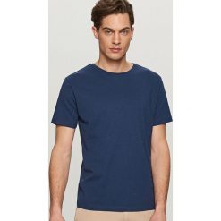 T-shirty męskie: Gładki t-shirt z lnem – Granatowy