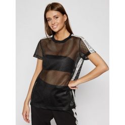 Bluzka Versace Jeans B2HTB705. Czarne bluzki damskie Versace Jeans, bez wzorów, z poliesteru, bez kołnierzyka, bez rękawów. W wyprzedaży za 279,00 zł.