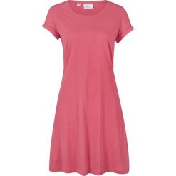 Sukienka shirtowa, krótki rękaw bonprix dymny malinowy. Różowe sukienki damskie bonprix, bez wzorów, bez kołnierzyka, z krótkim rękawem, krótkie, mini. Za 42,99 zł.