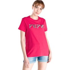 Pepe Jeans Flavia Koszulka Różowy. Różowe koszulki damskie Pepe Jeans, xs, z aplikacjami, z bawełny, bez kołnierzyka. Za 180,95 zł.