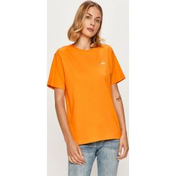Fila - T-shirt. Pomarańczowe bluzki damskie Fila, s, bez wzorów, z bawełny, casualowe, z okrągłym kołnierzem. Za 99,90 zł.