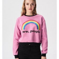 Bluza Eww people - Różowy. Różowe bluzy damskie Sinsay, s, bez wzorów, bez rękawów, bez kaptura. Za 39,99 zł.