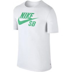 Nike Koszulka Męska Sb Logo Tee/White/Menta Xl. Białe koszulki sportowe męskie marki Nike, xl, na fitness i siłownię, dri-fit (nike). Za 129,00 zł.