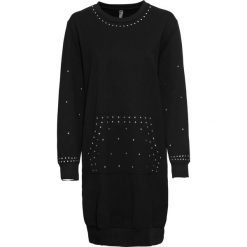 Sukienka dresowa bonprix czarny. Czarne sukienki damskie bonprix, bez wzorów, z dresówki, eleganckie, bez kołnierzyka, bez rękawów. Za 149,99 zł.