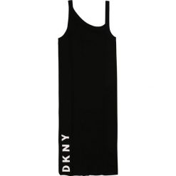 Dkny - Sukienka dziecięca 110-146 cm. Czarne sukienki dziewczęce DKNY, z nadrukiem, z dzianiny, bez rękawów, mini, dopasowane. W wyprzedaży za 249,90 zł.