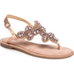 Sandały ALMA EN PENA - V20951 Suede Old Pink. Różowe klapki damskie Alma en Pena, z aplikacjami, z tworzywa sztucznego, bez obcasa, na obcasie. Za 389,00 zł.