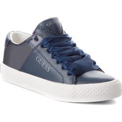 Tenisówki GUESS - FILAR3 LEA12 BNVY. Niebieskie trampki dziewczęce Guess, z aplikacjami, z gumy, na sznurówki. W wyprzedaży za 189,00 zł.