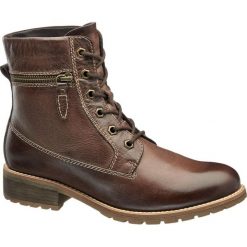 Trapery damskie Highland Creek brązowe. Pomarańczowe botki damskie marki Highland Creek, ze skóry, bez obcasa, na sznurówki. Za 259,90 zł.