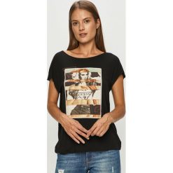 Guess Jeans - T-shirt. Czarne t-shirty męskie Guess Jeans, s, z nadrukiem, z elastanu, casualowe, bez kołnierzyka. Za 219,90 zł.