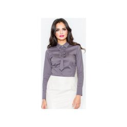 Bluzka M001 Szary. Szare bluzki damskie FIGL, xxl, bez wzorów, z bawełny, bez kołnierzyka, z długim rękawem. Za 76,00 zł.