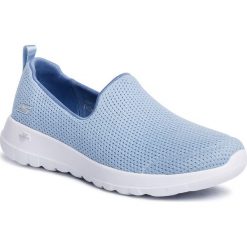 Półbuty SKECHERS - Go Walk Joy 124091/LTBL Light Blue. Niebieskie półbuty damskie Skechers, na co dzień, bez wzorów, z tworzywa sztucznego, bez obcasa, na płaskiej podeszwie, bez zapięcia. Za 259,00 zł.