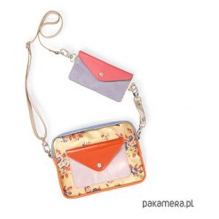 Torebka double bag metalizowane kwiaty na złocie. Torebki klasyczne damskie Pakamera, w kwiaty, ze skóry, na ramię, bez dodatków. Za 480,00 zł.