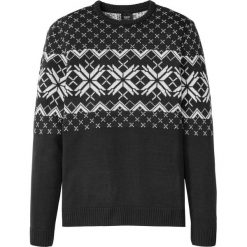 Sweter w norweski wzór bonprix czarny. Czarne swetry męskie bonprix, s, bez wzorów, z okrągłym kołnierzem, bez kaptura. Za 74,99 zł.
