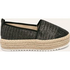 Answear - Espadryle Erynn. Czarne espadryle damskie ANSWEAR, bez wzorów, z gumy, bez obcasa, na obcasie. W wyprzedaży za 79,90 zł.