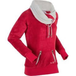 Bluza z polaru, długi rękaw bonprix ciemnoczerwono-matowy srebrny. Czerwone bluzy damskie bonprix, bez wzorów, z polaru, z długim rękawem, długie, bez kaptura. Za 99,99 zł.
