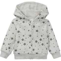 Bluza niemowlęca rozpinana z kapturem, bawełna organiczna bonprix naturalny melanż + szary. Białe bluzy niemowlęce bonprix, z nadrukiem, z bawełny, bez rękawów, z kapturem. Za 69,99 zł.