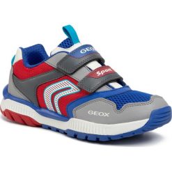 Sneakersy GEOX - J Tuono B. A J02AXA 014BU C0051 D Grey/Red. Niebieskie trampki chłopięce Geox, bez wzorów, ze skóry ekologicznej, na rzepy. W wyprzedaży za 249,00 zł.