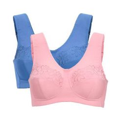 Cellbes Biustonosz Lily 2 Pack niebieski różowy female niebieski/różowy 90E. Różowe biustonosze sportowe damskie Cellbes, s, z haftami. Za 179,00 zł.