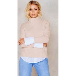 Golfy damskie: NA-KD Sweter z dzianiny ze ściągaczem – Pink