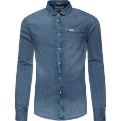 Koszula Guess M93H12 D3PF1. Niebieskie koszule męskie Guess, s, z aplikacjami, z elastanu, casualowe, bez kołnierzyka, bez rękawów. W wyprzedaży za 229,00 zł.