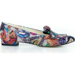 Kolorowe baleriny z frędzlami - skóra naturalna - model 046 - kolor motyl. Szare baleriny damskie Zapato, bez wzorów, z jeansu, klasyczne, bez obcasa, na obcasie. W wyprzedaży za 179,40 zł.